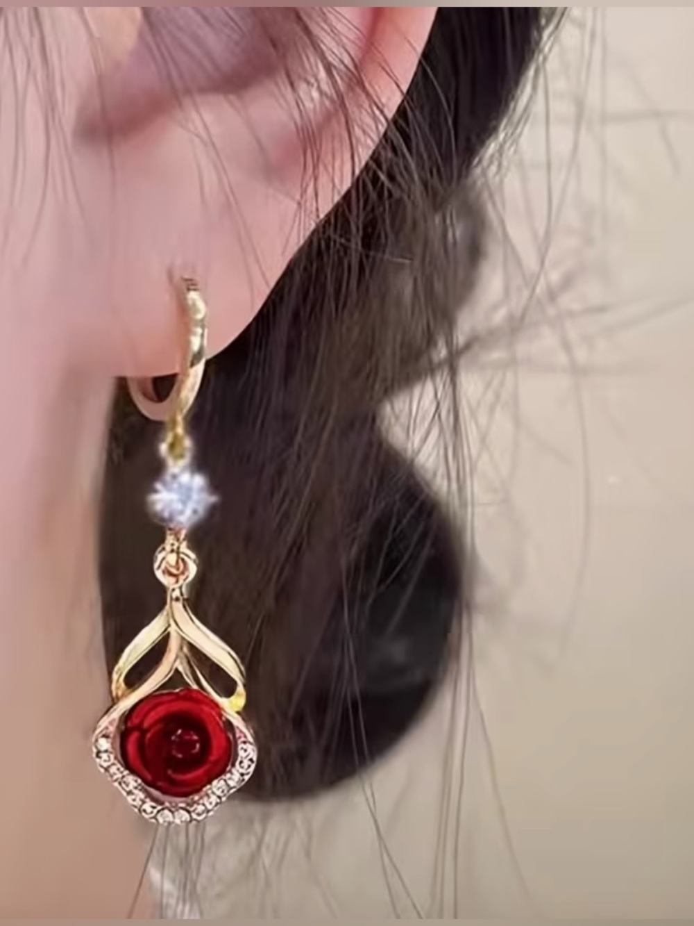 Bohemian Rose Dangle Earrings. - Picture 2 of 4